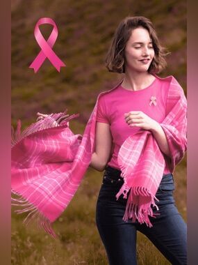 Great Scotland Luxury Oversized Scarf (Curaidh The Official Pink Ribbon Tartan)